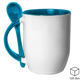 Light Blue Two Tone Sublimation Mug with Spoon
